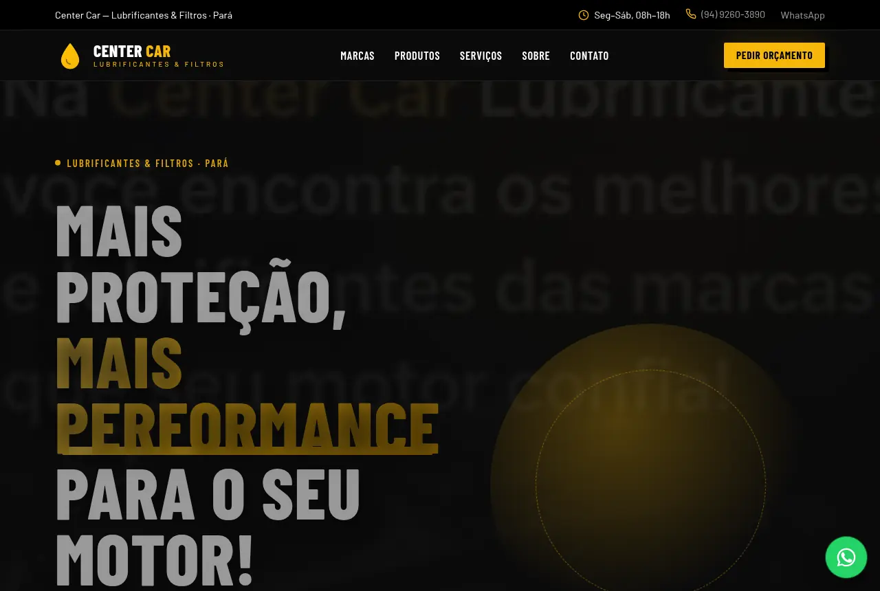 Tela do site Center Car