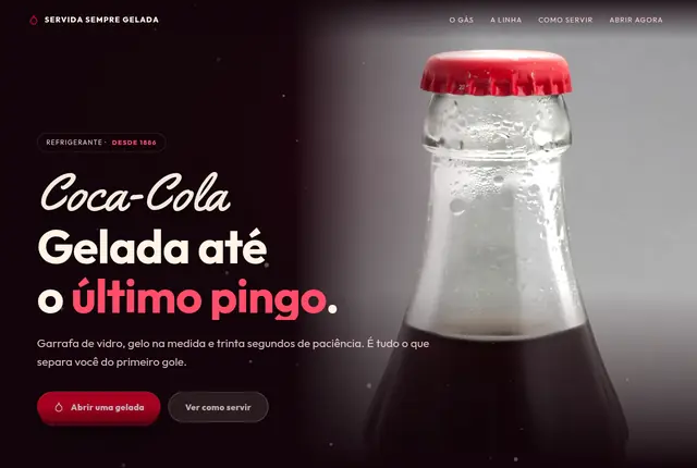 Tela do site Gelada até o último pingo