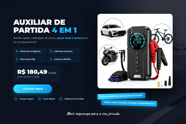 Tela do site Auxiliar de partida 4 em 1