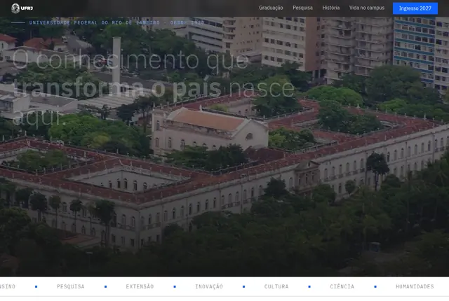 Tela do site UFRJ institucional